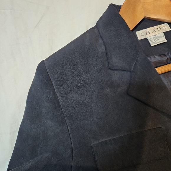 Vintage CHAUS 100% Silk Black Utility Blazer Lined Jacket Women’s Size 6 - Picture 6 of 8